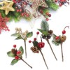 LouisaYork Artificial Pine Picks, 30pcs Christmas Red Berries Pine Cones