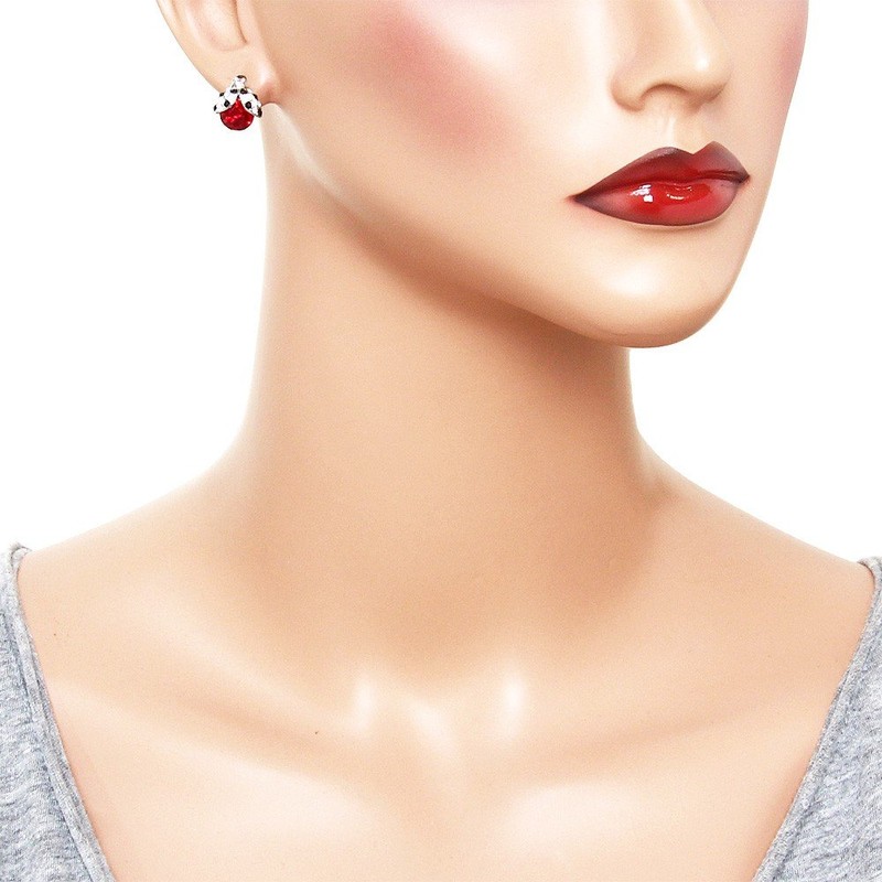 Liavy's Ladybug Fashionable Earrings - Stud - Sparkling Crystal -
