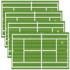 Tennis Court Placemats for Dining Table, Tennis Competition Sports Game Grassland Waterproof Table Place Mat for Party,Geometric Blue Stripes Patchwork 12"x18" Table Mats Set of 4