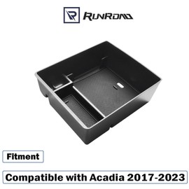 RUNROAD Center Console Organizer Compatible with GMC Acadia 2017-2023 Accessories, Insert Armrest Storage Tray Console Organizer Secondary Storage Box, Black