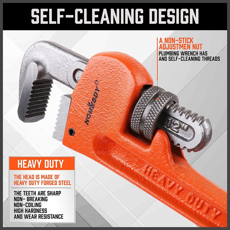 HORUSDY 4 Pack Heavy Duty Pipe Wrench Set, Adjustable 8"