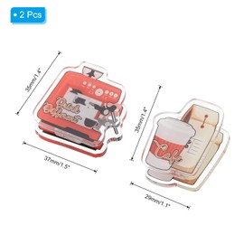 PATIKIL Cute Chip Bag Clip, 2 Pcs Acrylic Coffee Paper Clip Chip Clip Food Bag Clip Clamps for Paper Pictures Photos Notes Kitchen Home Office, Red