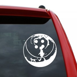 Black Heart Decals & More Coraline and the cat Vinyl Decal | Color: White | 5" tall