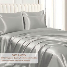 Silk Pillowcases, 2 Packs Pillowcase, 48 * 74 cm,Pillow Case for Sleeping Women with Envelope Closure, Soft Breathable Smooth Cooling Pillow Covers for Sleeping,Gifts for Women and Men (Silver Grey)