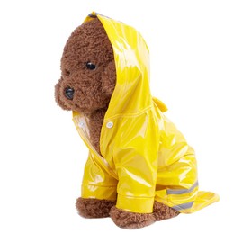 Smoro Outdoor Puppy Pet Raincoat with Hoods Waterproof Jackets PU Reflective Raincoat for Dogs Cats Dress Clothing, m
