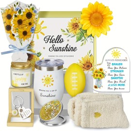 Sending Sunshine Gift, Sunflower Gifts for Women, Care Package, Birthday Gifts Box, Get Well Soon Gifts Basket Thinking of You Gift for Women, Friend, Sister, Mom,Coworkers, Teacher, Nurse, Wife