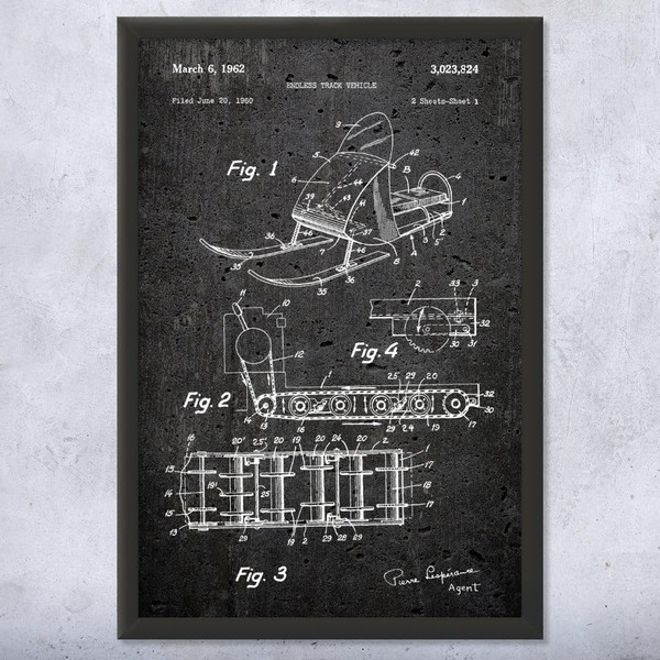 Framed Snow Mobile Print, Ski Gift, Winter Sports, Skiing Gear,