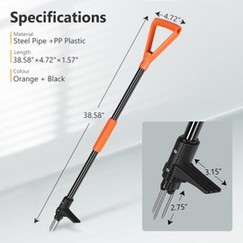 SHANTRA Weed Puller Tool, 3-Claw Stand Up Weed Puller Tool with Long Handle, Garden Weeder Puller Heavy Duty Stand Up Weeder, Weeding Tool for Lawn, Yard, Garden, Crabgrass, Dandelion Picker