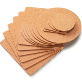 Boao 16 Pack Cork Trivet Set Wooden Round and Rectangle Cork Coasters, 4 Sizes Absorbent Heat Resistant Coaster, Placemats for Pots and Pans, Multifunctional Hot Pads for Home Restaurant Kitchen Table
