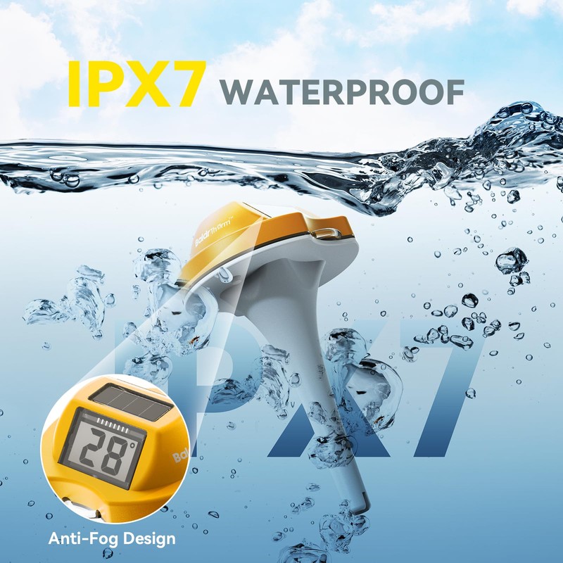 BaldrTherm Floating Pool Thermometer, Swimming Pool Thermometer Digital Solar, High