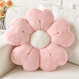 Flower Pillow, Flower Shaped Pillow Decorative Throw Pillows for Bed Couch, Cute Daisy Pillow Dorm Decor Floor Seating Cushion (Pink, 19.6 Inches)