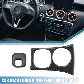 X AUTOHAUX Car Start Ignition Key Hole Panel Cover Interior Accessories for Chevy Corvette C5 1998-2004 Polyurethane Carbon Fiber Pattern Black (Set of 2)