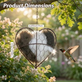 doyyi Alpaca Fiber Bird Nesting Heart - Refillable Bird Nesting Material Holder for Wild Birds, Hummingbird Nesting Material, Heart Shaped Nesting Material for Birds, Outdoor Garden Decor
