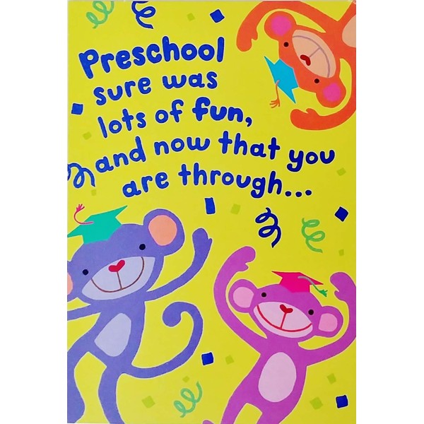 Greeting Card Preschool Graduation with Graduate Monkeys