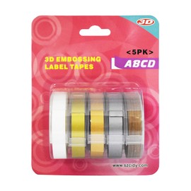 5 Pack Replacement for Label Maker Refills 9mm*300cm/Roll Manual Embossing Label Tape Refills Compatible with DYMO 12813/12814/1610/1540/1535/1575/17266