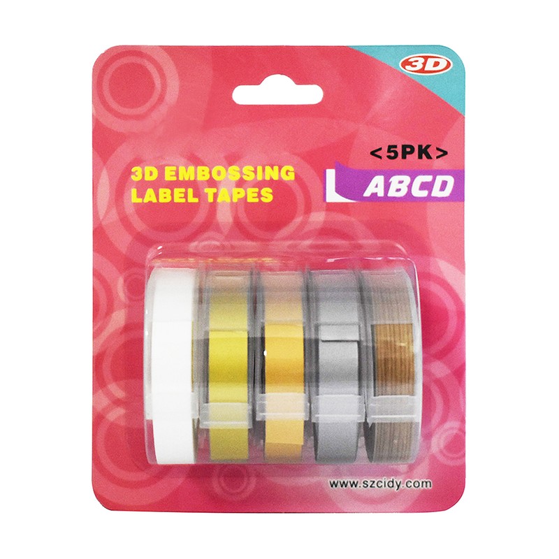 5 Pack Replacement for Label Maker Refills 9mm*300cm/Roll Manual Embossing