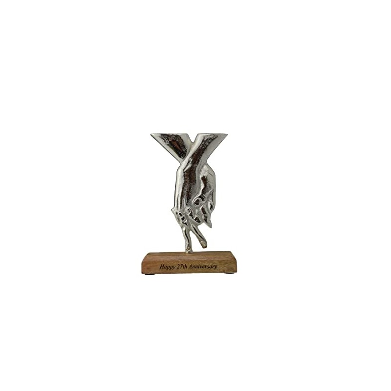 27th Anniversary Holding Hands Decoration – Free Standing Rustic Metal