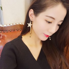 Stocking Stuffers Holiday Outfits for Women 2024 Star Earrings Silver Dangle Earrings for Women Rhinestone Moon Star Earrings Sparkly Tassel Earrings Party Jewelry Accessories