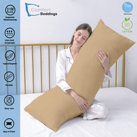 Comfort Beddings Body Pillow Cover Pillowcase 20 x 72 Zipper Closer 100% Organic Cotton 600 Thread Count Premium Taupe Body Pillowcases Pillow Covers, 20 x 72 inch
