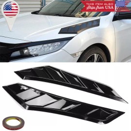 SteelCase Gloss Black Decor Hood Bonnet Scoop Air Vent Louver For 16-19 Honda Civic Fk8