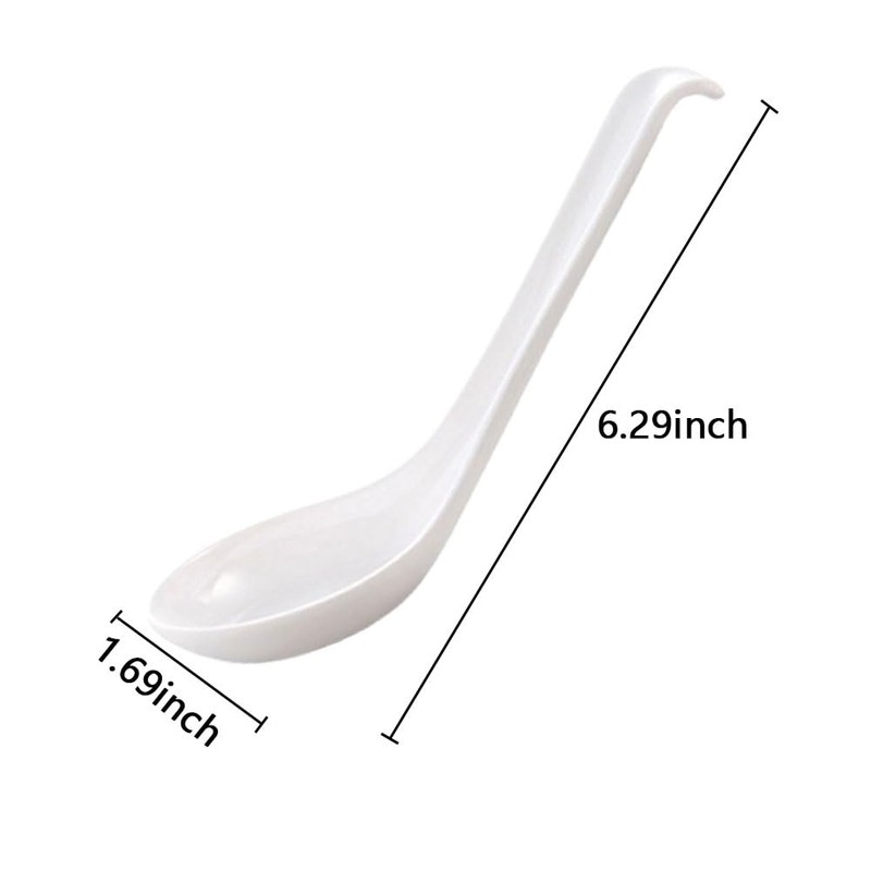 6Pcs Soup Spoon Ramen Noodle Soup Ladle White Soup Spoons