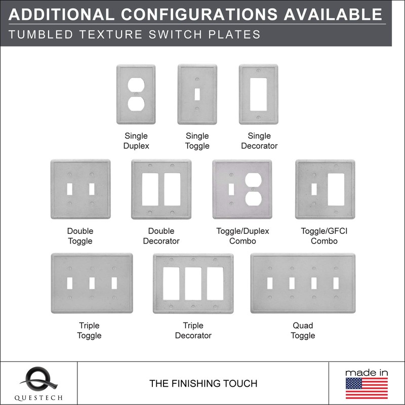 Single Toggle - Gray Light Switch Cover Cast Stone Tumbled
