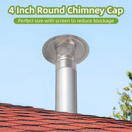 Cone Top Chimney Cap,4 Inch Round Roof Rain Chimney Cover,Wood Stove Pipe Rain Cap Fireplace Exhaust Roof Vent Cover Guard for Outside,304 Stainless Steel Just Easy Push,Maximize Airflow Better Vent