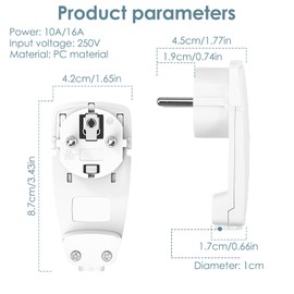 YdseozOA 4 pieces flat plug, Schuko angled plug, 250 V, flat plug, Euro plug, for cables up to 3 x 1.5 mm², white