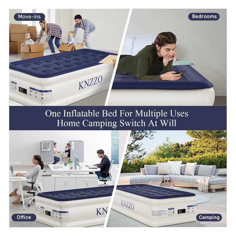 KNZZO Air Mattress Twin with Built-in Pump, Blow Up Mattress