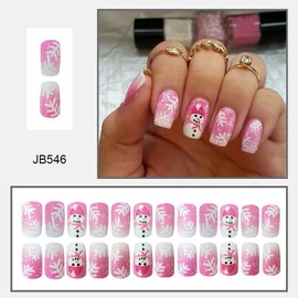 Christmas Press on Square Nails Short Length Glossy Acrylic Square Shaped Winter False Nails with Designs Artificial Square Xmas Holiday Fake Nails Glue Stick ons Fingernails for Women Girls(JB546)