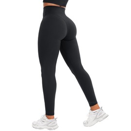 VOYJOY High Waisted Workout Gym Leggings for Women Full Length Soft Yoga Pants Tummy Control Black