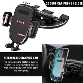 povtii Car Phone Holder for CD Slot, Magnetic or One Button Release Hands Free Car Phone Holder, Silicone Pad Protection and 360° Rotation Cell Phone Mount, Car Accessories