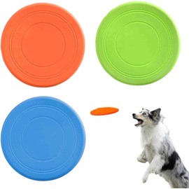 Frisbee Para Perro, 2 Discos Voladores De Competición Para Perros, Juguete Interactivo De Goma Suave Para Perros, Juguete Para Perros Pequeños Y Grandes, Flota Agua Y Seguro En Dientes, 7 Pulgadas