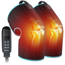 Knee Massager with Heat & Air Compression, Heated Knee Brace Wrap, Knee Heating Pad for Knee Arthritis, Joint Pain, 4 Modes 3 Intensities 3 Heat Levels, Leg Massager with LCD Controller (No Battery)