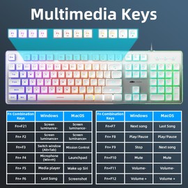 Camiysn Gaming Keyboard and Mouse, White 104 Keys RGB Keyboard and 6 Speed RGB Mouse Combo, Pudding Keycaps Silent Computer Keyboard for Computer/PC/Laptop/Mac/Windows/Office