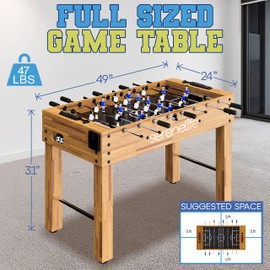 SereneLife 48in Competition Sized Foosball Table, Soccer for Home, Arcade Game Room, w/ 2 Balls, 2 Cup Holders 2x4ft for Man Cave or Basement - Standing or Tabletop