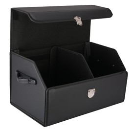 Atelse Trunk Organizer for Car Trunk Organizer and Storage,SUV Trunk Organizer Leather Storage, Cargo Box-Automotive Consoles Organizers-Multi-Compartment Adjustable Auto Grocery Storage Box