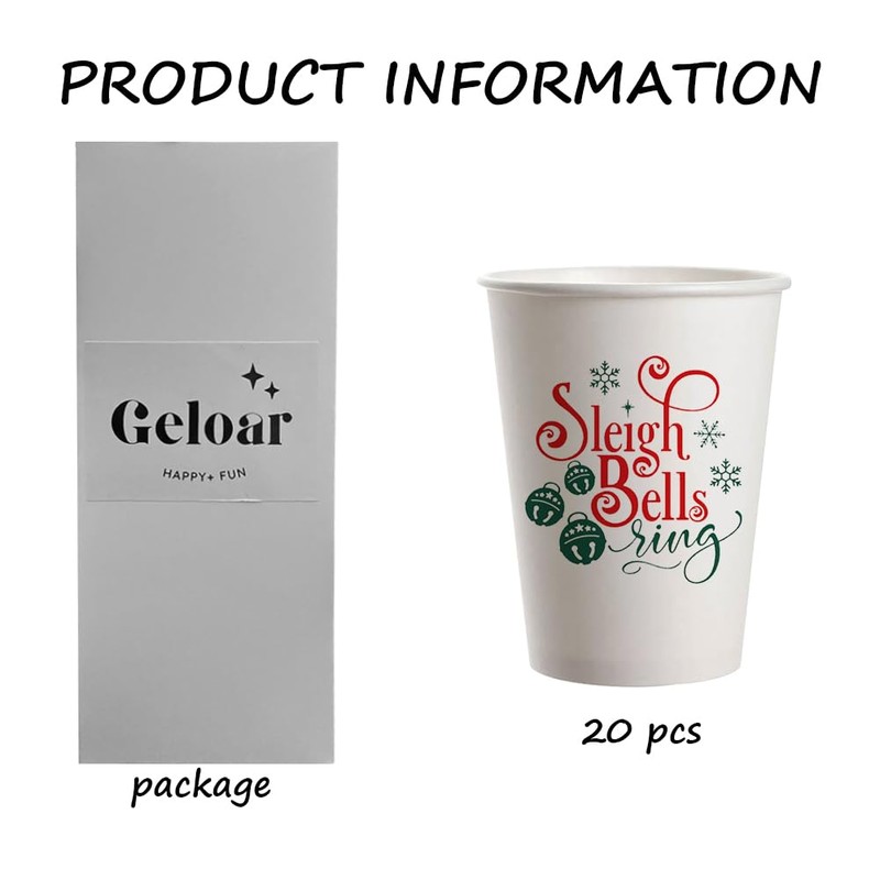 Geloar Christmas Party Cups, 20 Pack 9oz Funny Christmas Disposable
