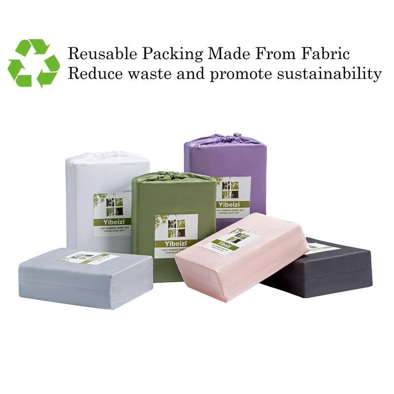 Grey 100% Viscose Derived from Bamboo Sheets Set Full Size,