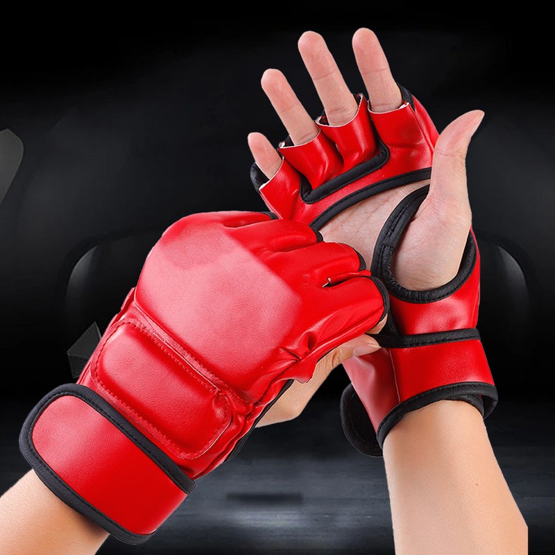 Adult Boxing Gloves Half Finger Open Palm Gloves for Kickboxing