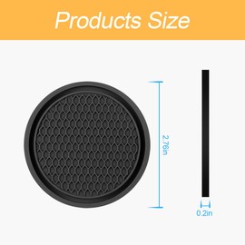Osilly 4 Pack Car Coaster, 2.75 Inch PVC Anti Slip Cup Holder Insert Coaster, Honeycomb Waterproof Drink Mat Suitable for Most Car Interior, Universal Vehicle Accessories for Women and Men (Black)