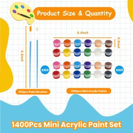 GEHUIZER Mini Paint Set, 100 Pack Washable Paint Strips Kit with 20 Painting Brushes, 12 Colors Bulk Acrylic Paint Set for Kids Painting Craft Classroom Home