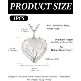 UYRVAPE Quartz Necklace Clear Women's Silver Chain Crystals Heart Shape Pendant Crystal Chain Tree of Life Natural Energy Gemstones Jewellery Women Gift Healing Stones Jewellery, 100% brand