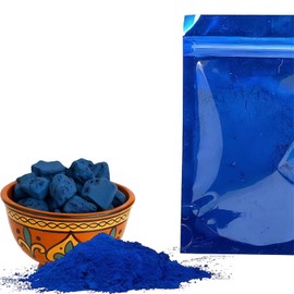 Aker Fassi Espirulina Azul En Polvo - Polvo Puro De Nila Marroquí - Mascarilla Natural Iluminadora Y Desintoxicante Para Rostro Y Cuerpo - Jabón De Nila En Polvo Azul