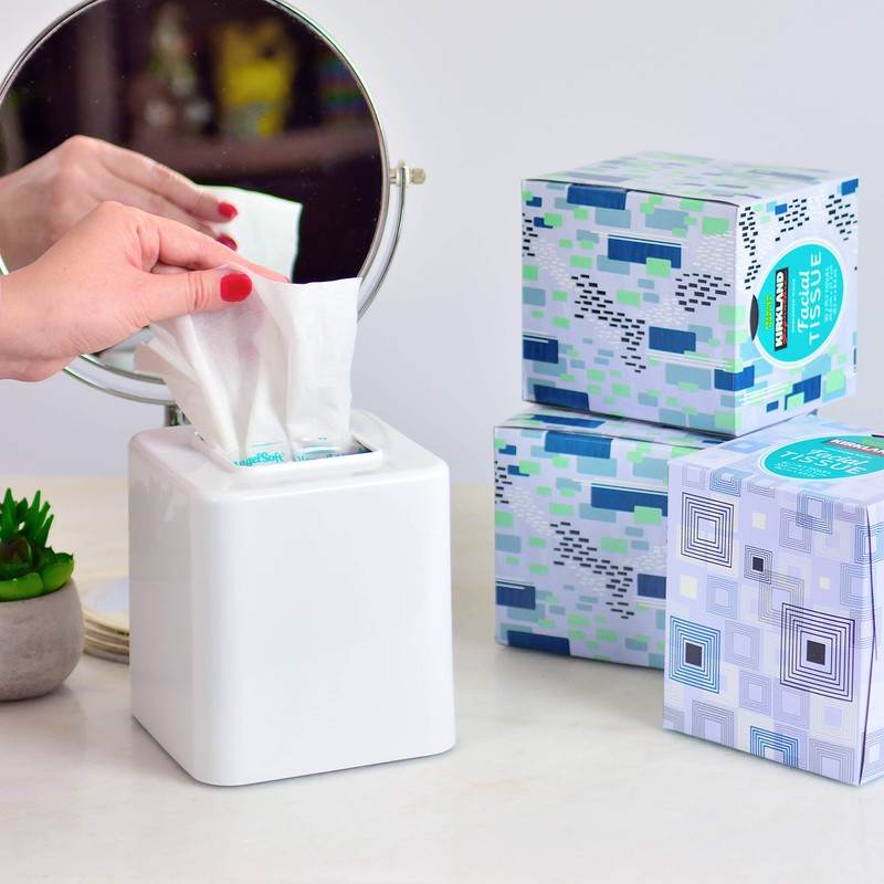 Youngever 2 Pack Tissue Box Covers, Re-usable Plastic Square Tissue