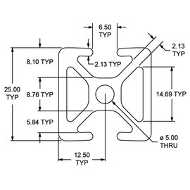 80/20, 25-2504 25 Series 25mm x 25mm Bi-Slot Slotted Opposite Channel Extruded Aluminum Extrusion Profile DIY Linear Rail Bar 80/20 (Black Anodize, 455mm Long)