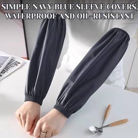 BIAEHIPATE 2 Pairs Arm Covers - Waterproof Kitchen Sleeves For Cooking, Dish Washing, Gardening, Cleaning (2, Dark Blue)