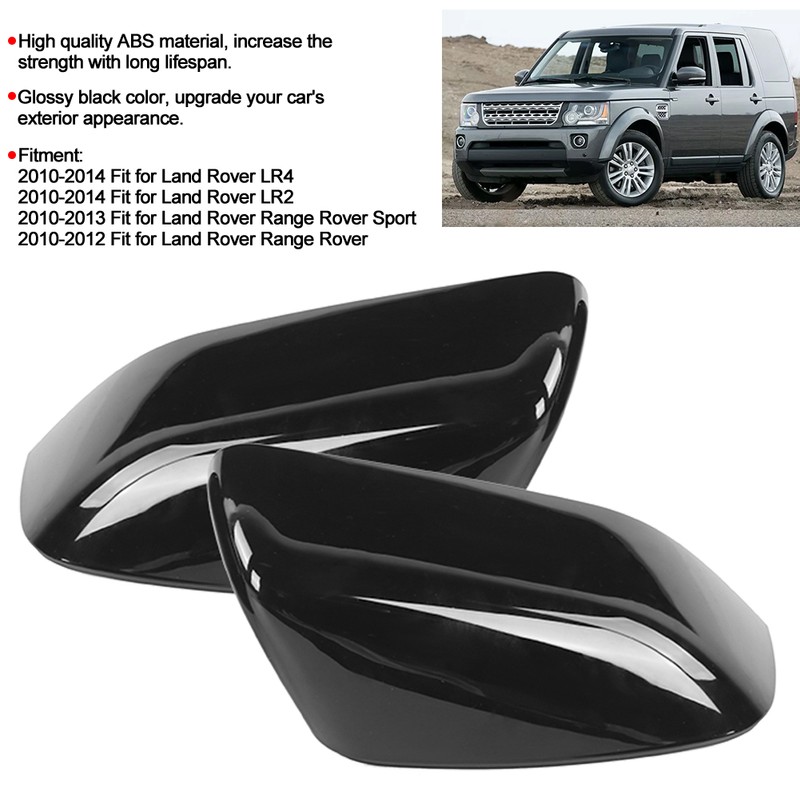 2pcs Rearview Mirror Cover Caps Glossy Black Fit for Land