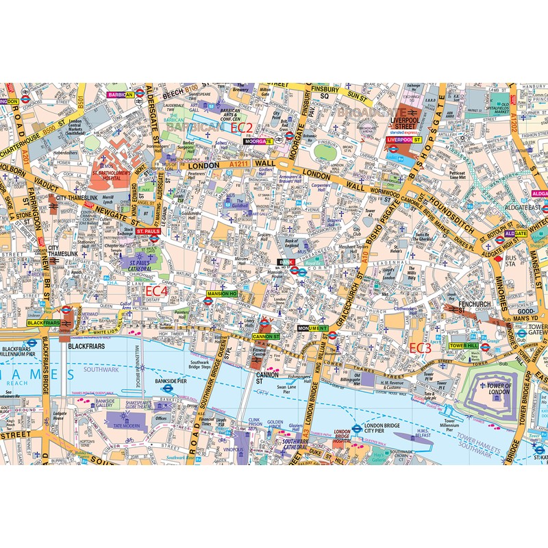 HUGE LAMINATED/ENCAPSULATED - Central London Map POSTER - Absolutely Stunning