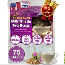 Maani Essence Organic Milk Thistle Tea Bags, 40 Teabags, 3g/Bag - Supports Liver Function, Liv